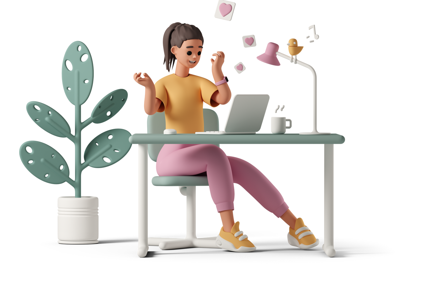 Ilustração Garota recebendo likes